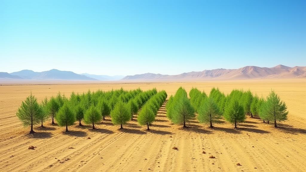 몽골 고비사막에 방풍림을 조성하는 모습